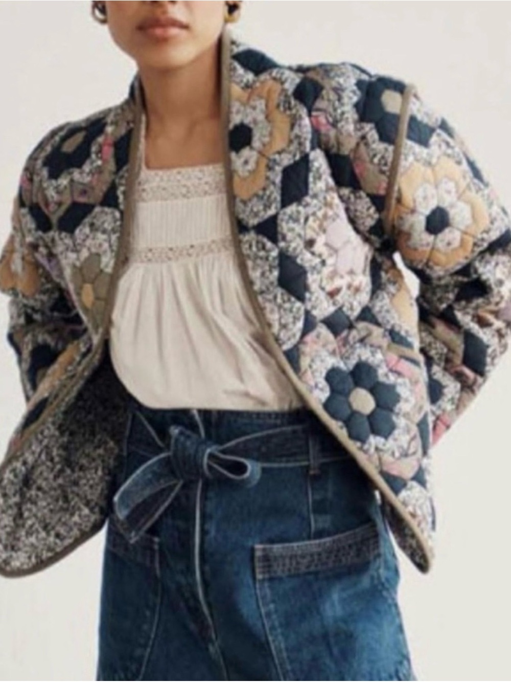 Louise misha like Floral Patchwork Bomber Jacket - Multi sz M